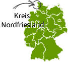 Die Lage des Kreises Nordfriesland auf der Deutschlandkarte